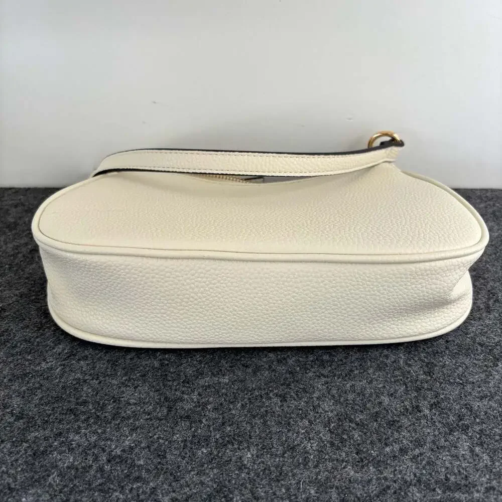 Nanette Lepore Cream Pebble Leather Hobo Shoulder Bag